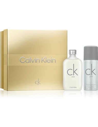 Estuche de regalo Calvin Klein CK One dorada con perfume y desodorante en spray