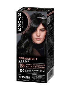 Tinte permanente Syoss 1-1 Negro con Keratina