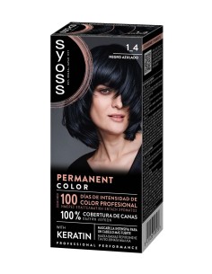Tinte permanente Syoss 1-4 Negro Azulado Keratina