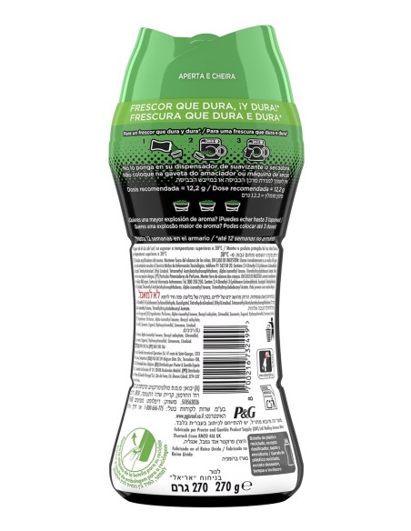 Envase reverso , perlas de perfume Lenor frescor Ariel