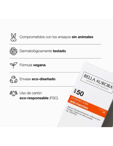 Fotoprotector Bella Aurora SPF50 sin brillos