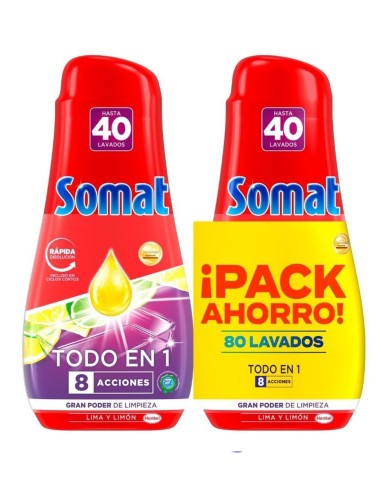 Somat Gel Lavavajillas Todo en 1 Duplo Limón
