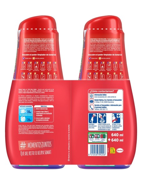 Detergente Somat 80 lavados pack ahorro 2x640ml