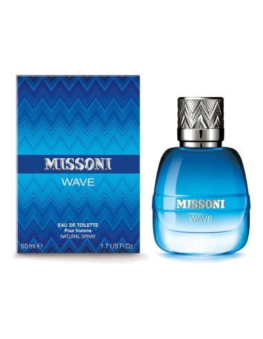 Frasco de perfume Missoni Wave Pour Homme Eau de Toilette de 50 ml y caja oficial