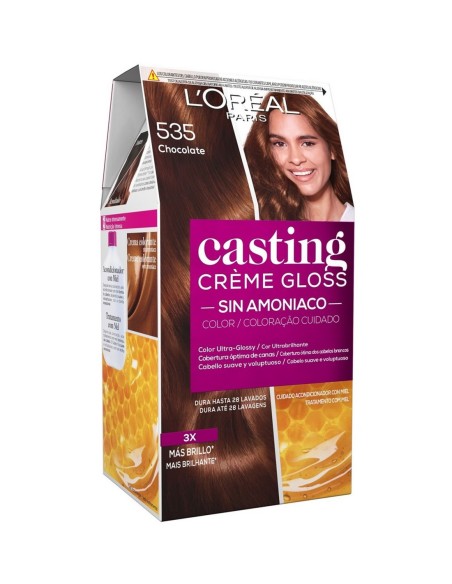 Caja del tinte sin amoniaco Casting Crème Gloss de L'Oréal Paris en el tono 535 Chocolate.