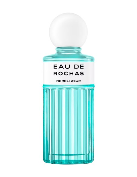 Frasco de Eau de Rochas Neroli Azur con diseño turquesa