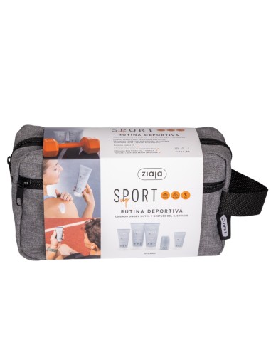 Set deportivo Ziaja Sport con cinco productos y neceser gris
