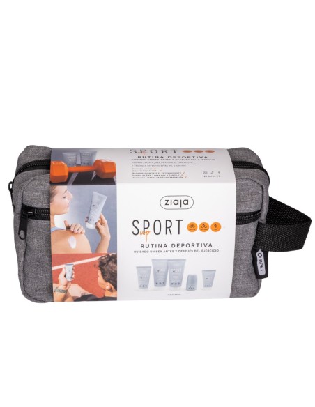Set deportivo Ziaja Sport con cinco productos y neceser gris