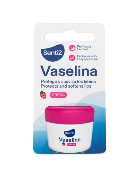 Tarro de vaselina labial senti2 con aroma a fresa