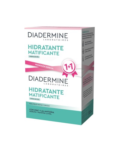 Diadermine crema hidratante día matificante para piel normal y mixta 2x50 ml