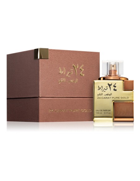 Perfume arabe Lattafa 24 Carat Pure Gold frasco y caja