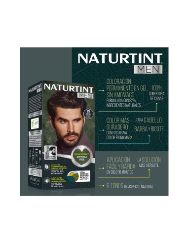 Coloración permanente en gel para barba y cabello Naturtint