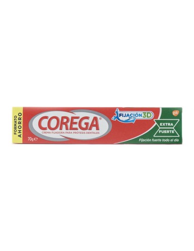Crema Corega Extra Fuerte 70g fijación 3D para dentaduras.