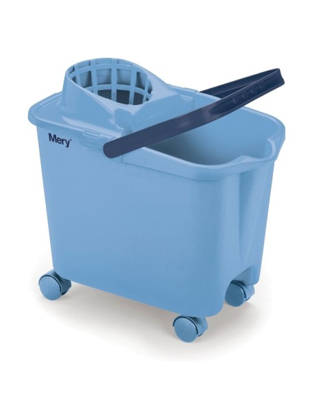Cubo Mery azul 14 litros con ruedas y escurridor.
