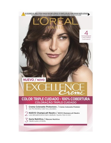 Tinte permanente L'Oréal Excellence Crème tono 4 Castaño