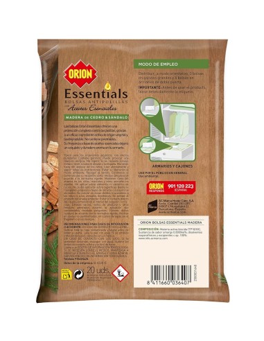 Antipolillas de origen vegetal biodegradable Orion Essentials.