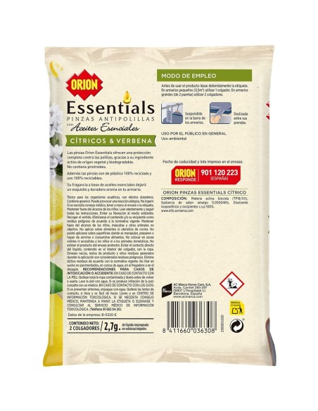 Colgador antipolillas de origen vegetal para armarios Orion.