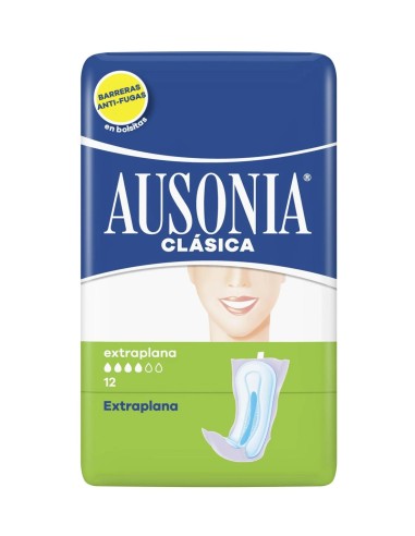Pack 12 compresas Ausonia Clásica Extraplana.