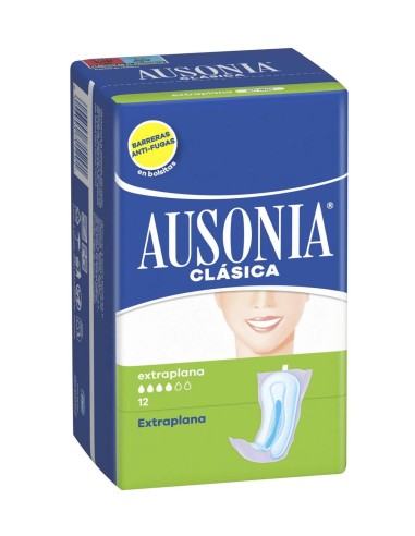 Compresas Ausonia Clásica Extrafinas para Higiene Íntima, 12 Unidades