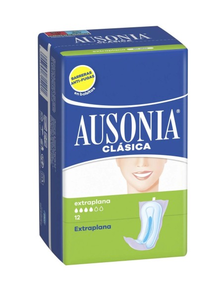 Compresas Ausonia Clásica Extrafinas para Higiene Íntima, 12 Unidades