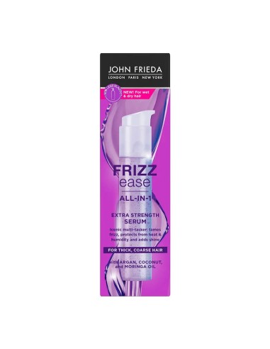 John Frieda Frizz Ease Serum Extrafuerte Todo-en-1 50 ml envase frontal