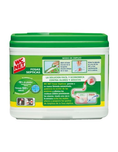Instrucciones de uso para cápsulas WC NET en inodoros.
