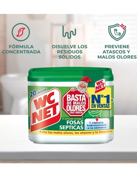Fórmula natural WC NET para evitar atascos y malos olores.