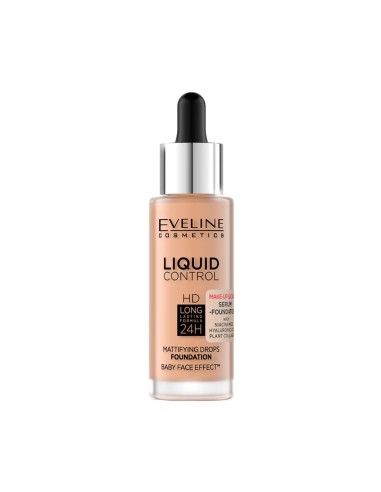 Frasco con gotero maquillaje Eveline Liquid Control 055 Honey