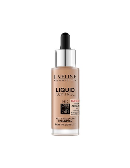 Base de maquillaje Eveline Liquid Control 060 Sunny Beige con gotero