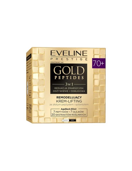 Caja de la crema facial Eveline Gold Peptides Lifting Remodeladora 70+ 50 ml