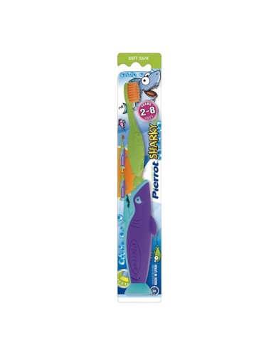Cepillo dental infantil Pierrot Sharky plegable suave 2-8 años