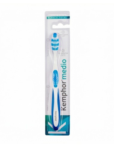 Cepillo dental Kemphor Blanco Total con dureza media.