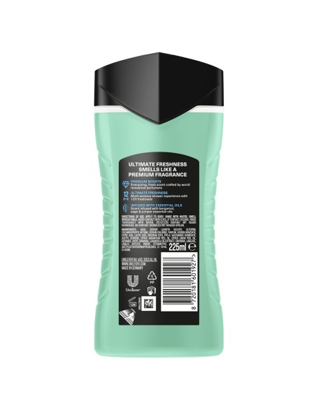 Axe Aqua Bergamot con fragancia premium de salvia y enebro.