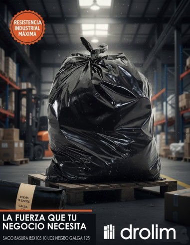 Saco Basura 85x105 Galga 125 Fuerte 100L 10 Uds | Drolim