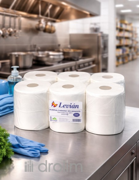 Bobina secamanos Levian celulosa 2 capas 130m embolsada