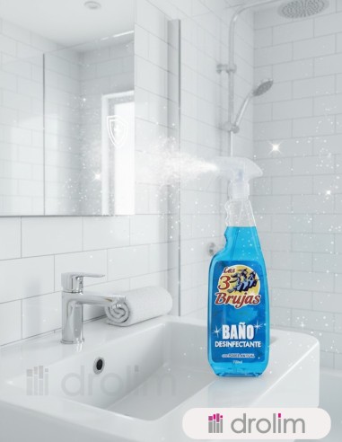 Pulverizador azul desinfectante para baños Las 3 Brujas con pistola de aplicación