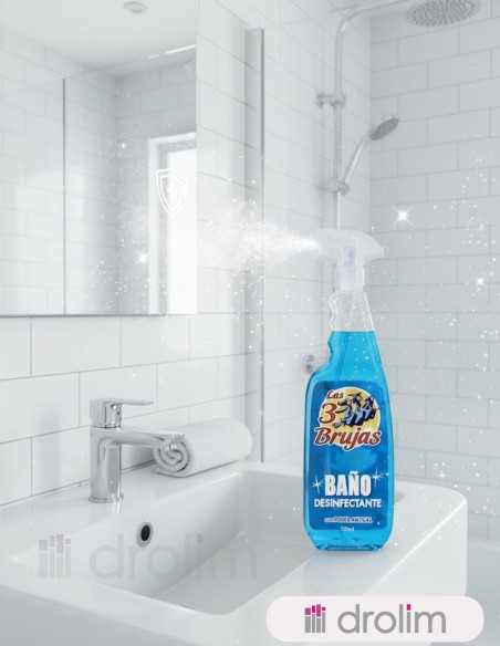 Pulverizador azul desinfectante para baños Las 3 Brujas con pistola de aplicación