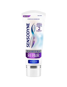 Estuche de pasta dental Sensodyne Clinical Repair Active White con 5% Novamin 2