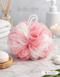 Esponja de baño malla flor exfoliante en colores surtidos. 2