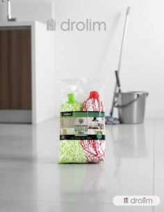 Pack ahorro Duplo fregonas de microfibra Pamex rojo y verde. 2