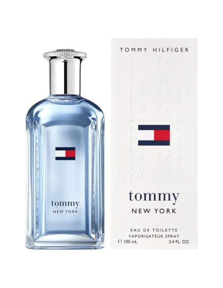 Tommy New York de 100 ml con frasco azul y tapón plateado