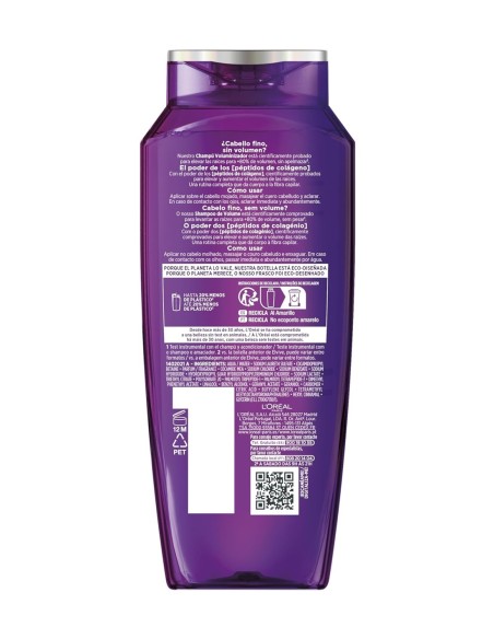 Bote 400ml Elvive L'Oréal con péptidos de colágeno.