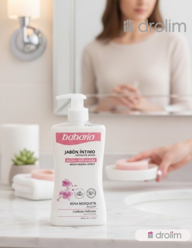 Babaria Jabón Íntimo Rosa Mosqueta 300 ml - Limpieza Suave y Protección