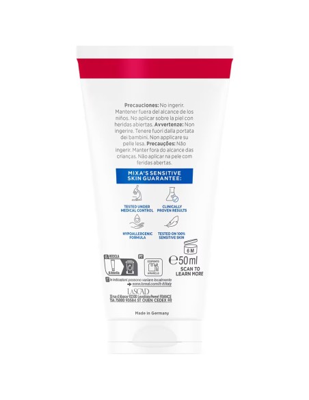 Fórmula Mixa Cica+ con glicerina y pantenol para piel irritada.