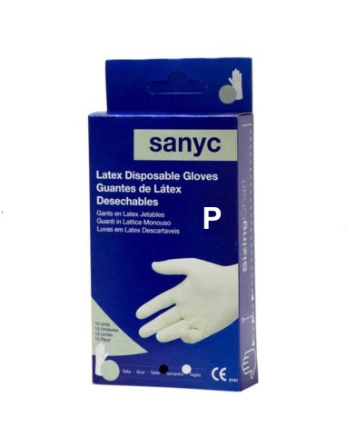 Guantes de látex desechables Sanyc Talla 6 caja de 10 uds.