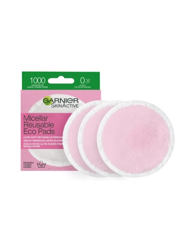 Pack 3 discos desmaquillantes reutilizables Garnier