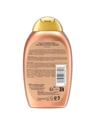 Bote 385 ml champú OGX keratina brasileña sin sulfatos