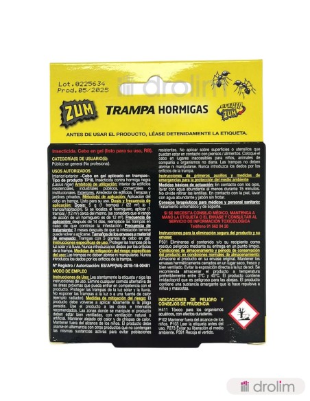 Trampa para hormigas efectiva en interior y exterior