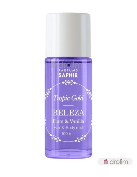 Bruma perfumada para cuerpo y cabello Saphir Tropic Gold Beleza 100 ml