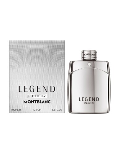 Perfume Montblanc Legend Elixir 100ml con estuche plateado.